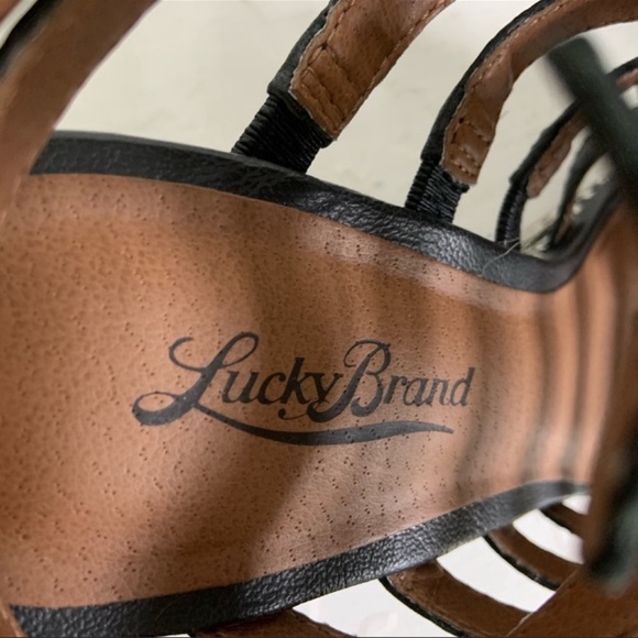 Lucky Brand Labelle' Caged Black And White Wedge Platform Sandal Size 8 1/2 - Picture 10 of 12